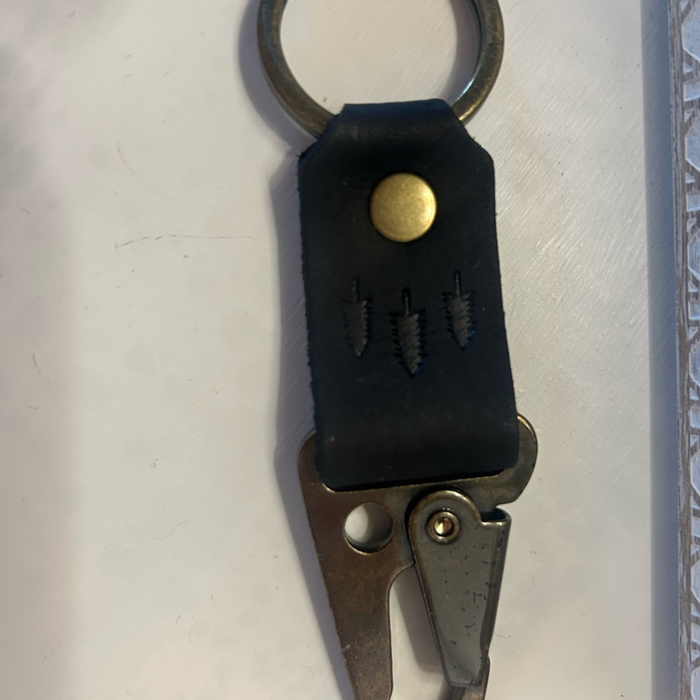 Portland Leather Black Key Holder with Brass Details